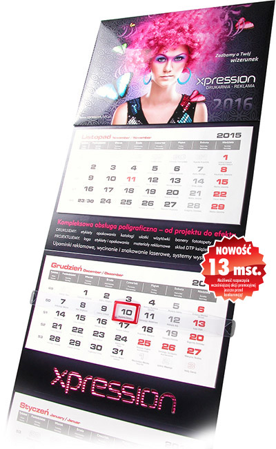 Kalendarz tr&oacute;jdzielny standard